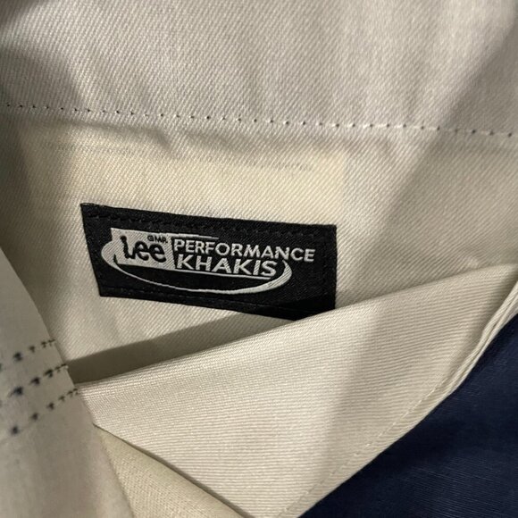LEE Performance Khakis Men 36x32 Navy Flat Front Wrinkle Free  NEW/DEFECT - Picture 5 of 13
